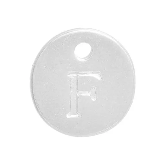 10 Letter F Alphabet Charms Silver Plated Monogram, double sided round disc letter charms, dot charms, 12mm, (1/2") chs2549