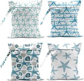 4 Pcs Wet Bag, Wet Dry Bag, Waterproof Bag, Swimsuit, Beach Bag, Wet Bag for Pool, Beach, Diapers, Nanobag, Cruise Ship Essentials, Starfish Accessories Travel Essentials for Women