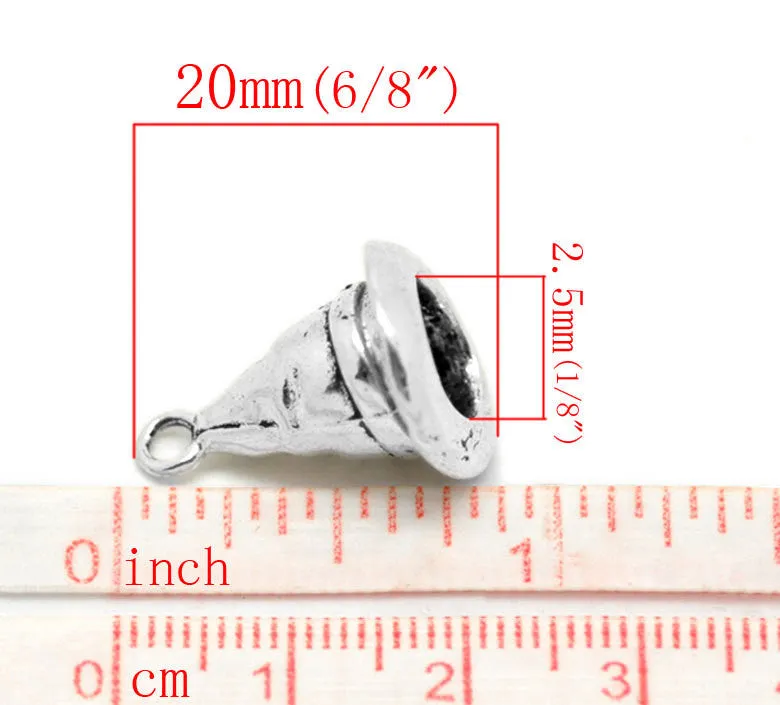 4 Silver Tibetan Style Metal WITCH'S Hat Charm Pendants  chs0639