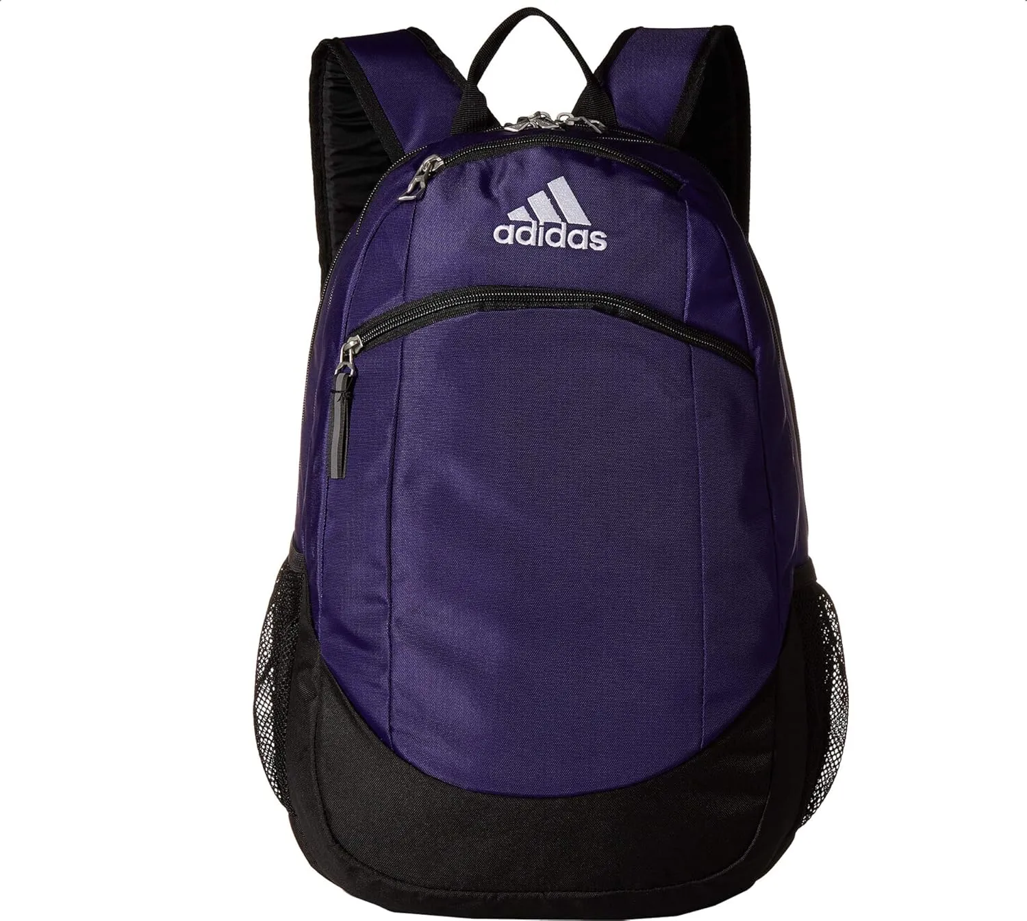 adidas Striker Sports Backpack Durable Athletic Gym Laptop Bag, Team Collegiate Purple/Black/White, One Size