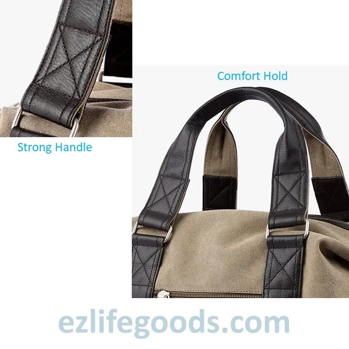 Anti-Theft Canvas Duffle Bag| Zipper Weekend Bag| Fitness Handbag| Shoulder Bag with Many Pockets