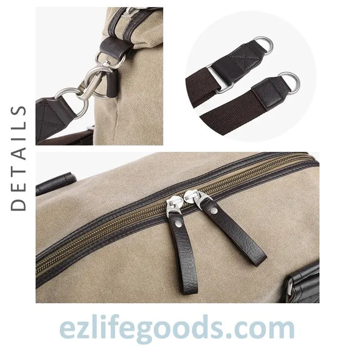 Anti-Theft Canvas Duffle Bag| Zipper Weekend Bag| Fitness Handbag| Shoulder Bag with Many Pockets