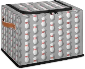 Bowling Pattern Storage Box with Lid and Handles Foldable Cloth Storage Basket Bin Bags for Shelves Closet Shelf Toys Clothes Bed Sheets Organizer 1 Pack
