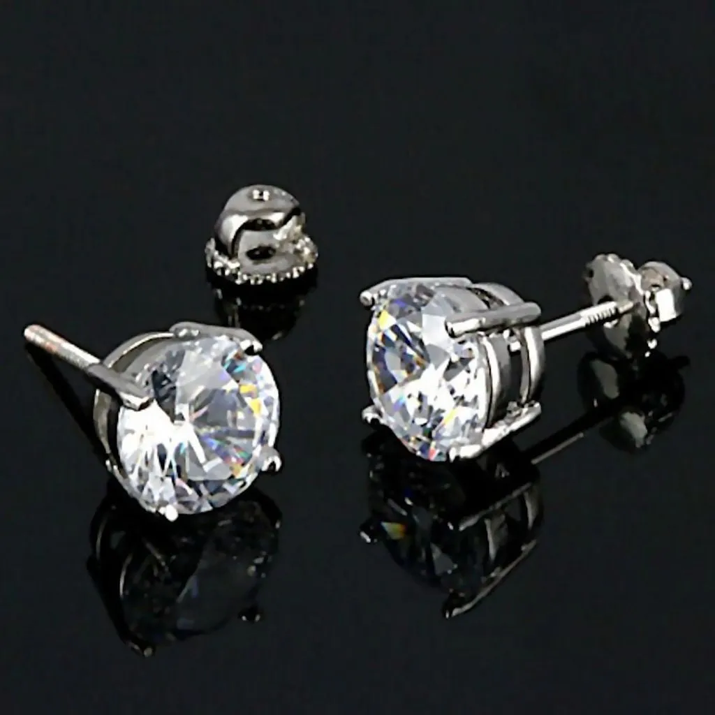 Candi: 7mm, 2.5ct Russian Ice Simulated Diamond Screw Back Earrings