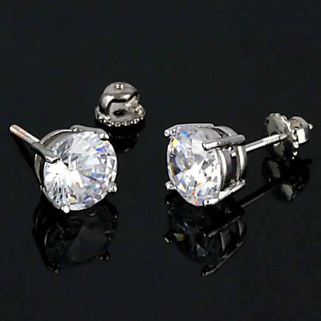 Candi: 7mm, 2.5ct Russian Ice Simulated Diamond Screw Back Earrings