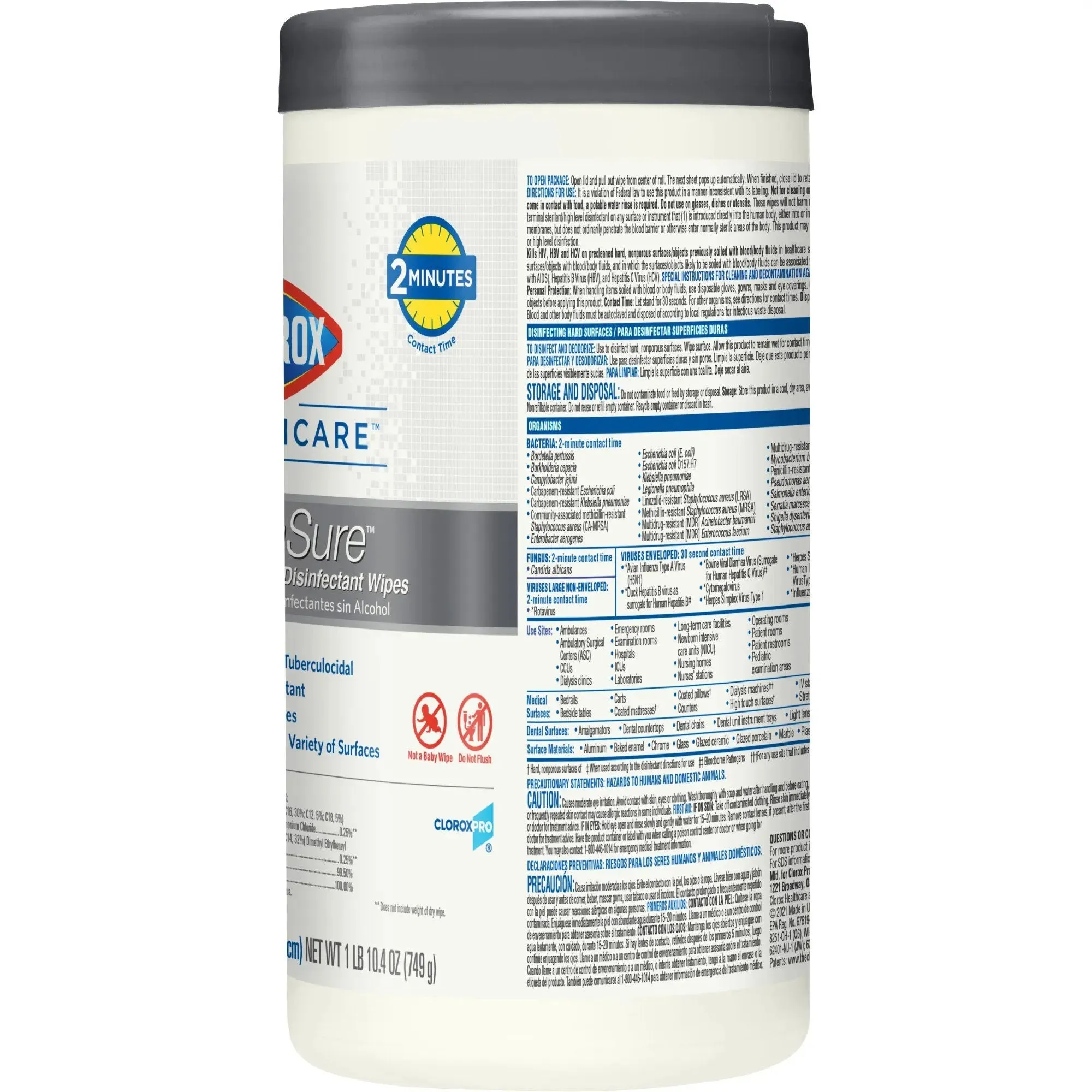 Clorox Healthcare® VersaSure® Cleaner Disinfectant Wipe, Cannister