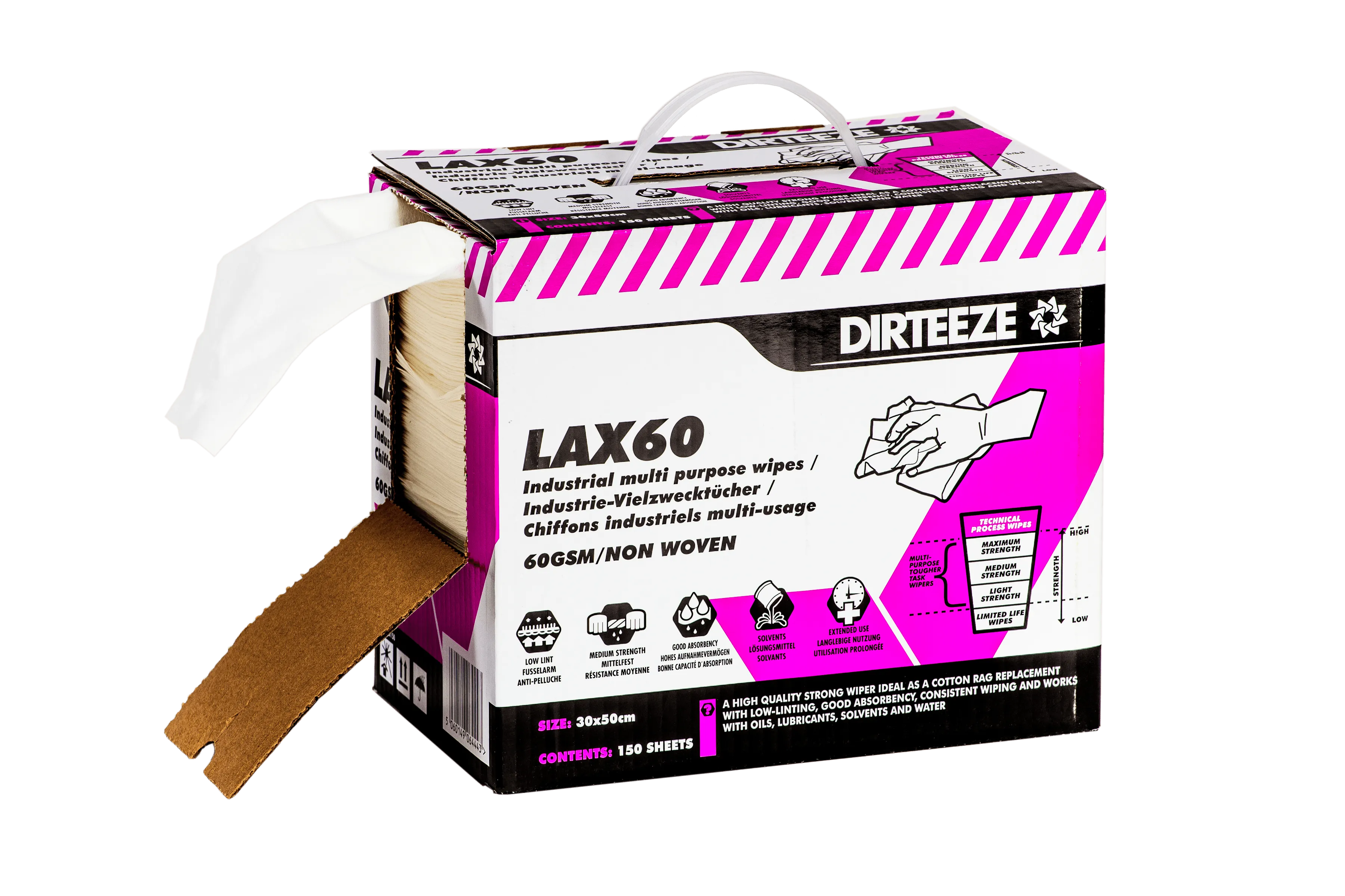 Dirteeze Industrial Multi-Purpose Technical Process Wipes - LAX60B ||150 Wipes
