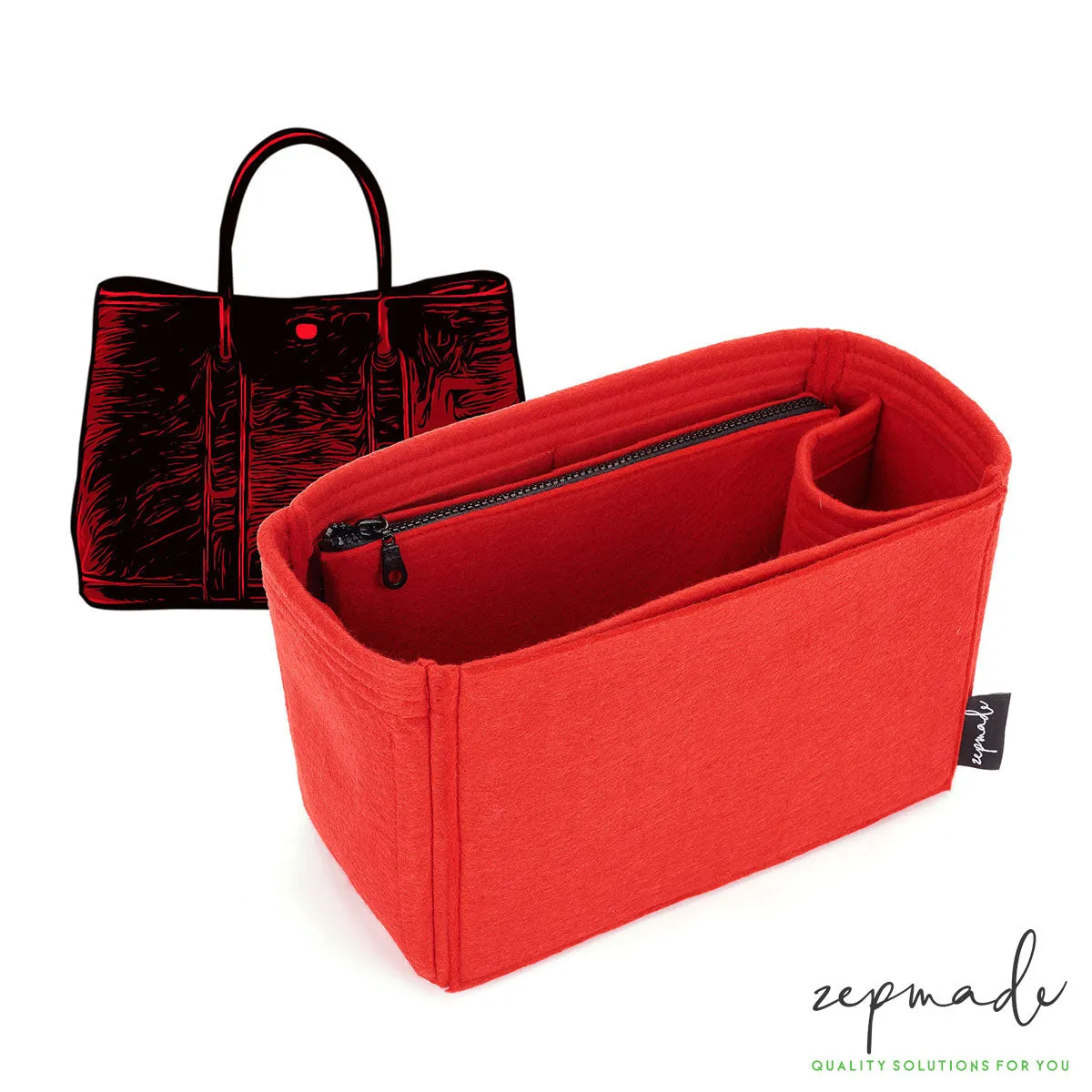 Hermes Garden Party Bag Models Organizer Insert, Bag Organizer with Zipper Side Pouch and Single Bottle Holder