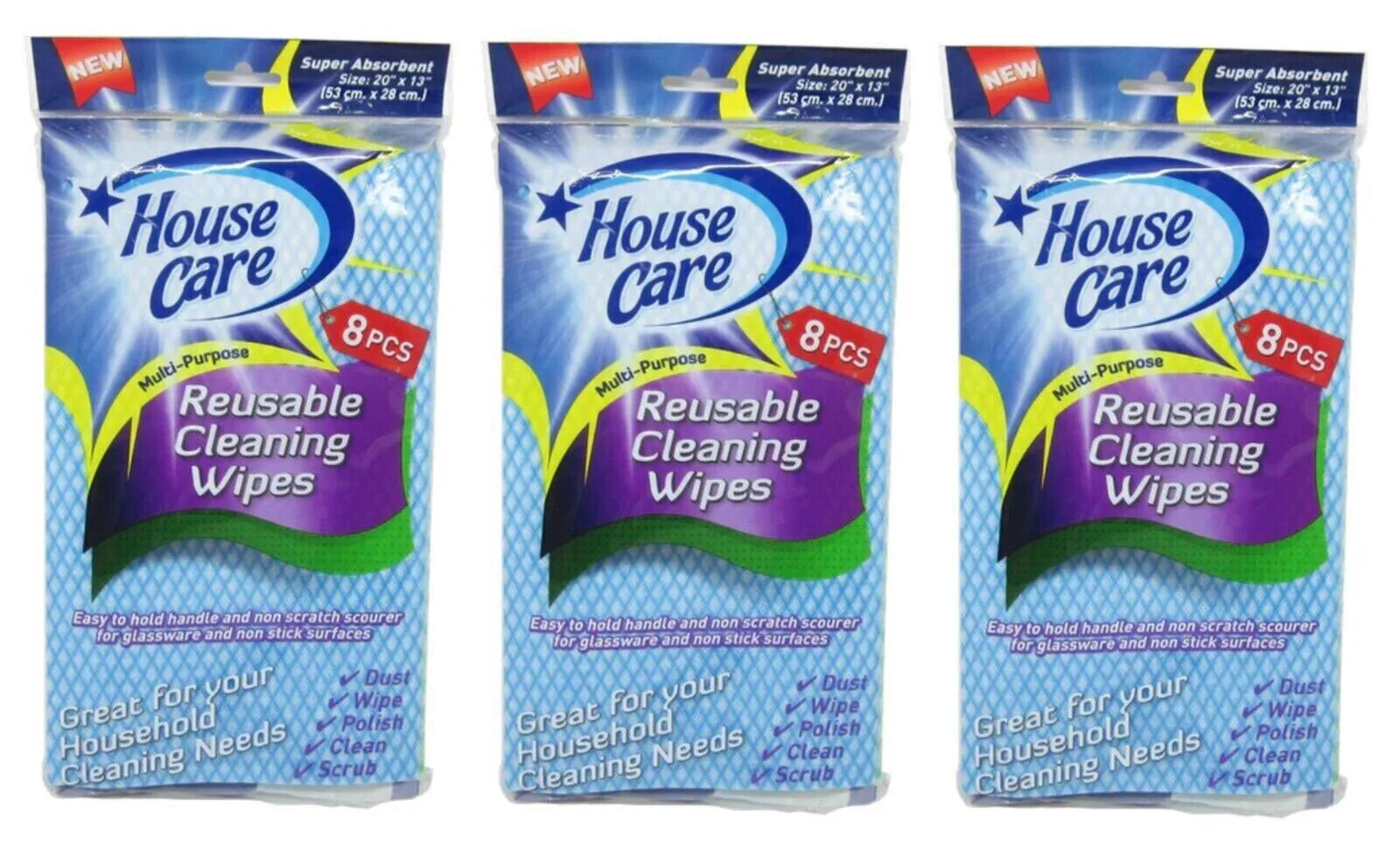 House Care Handy Wipes Multi Purpose Reusable Cleaning Cloth, 8-ct each (5 Pack)