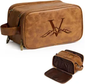 Janhavi Makeup Bag, Groomsmen Gifts, Travel size Toiletries Bag Waterproof, Cruise Ship Essentials, Travel Bag Expandable, Men's Accessories Storage, Travel Essentials, Gift Box for Men (Brown V)