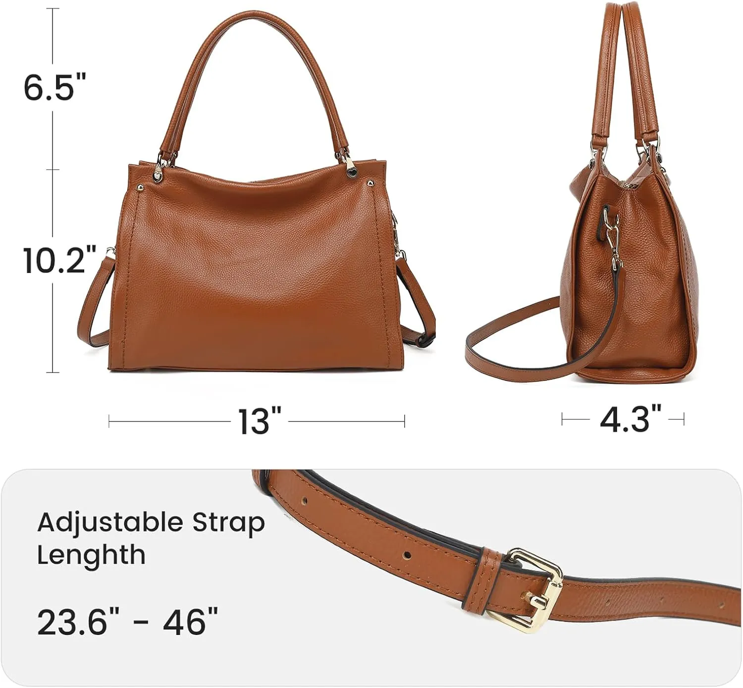 KOGTLA Women Genuine Leather Purses Handbags Tote Bag Shoulder Bag Top Handle Satchel Ladies Crossbody Hobo Bags Bucket Bag