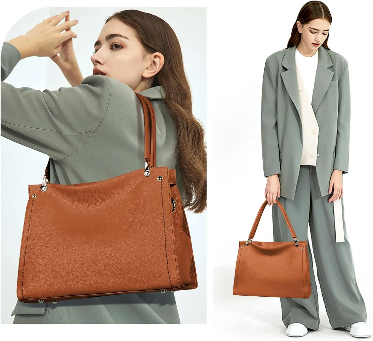 KOGTLA Women Genuine Leather Purses Handbags Tote Bag Shoulder Bag Top Handle Satchel Ladies Crossbody Hobo Bags Bucket Bag
