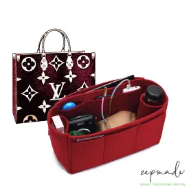 Louis Vuitton Onthego Purse Organizer Insert, Bag Organizer with Single Bottle Holder and Exterior Pockets