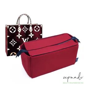 Louis Vuitton Onthego Purse Organizer Insert, Bag Organizer with Zipper Top Closure and Single Bottle Holder