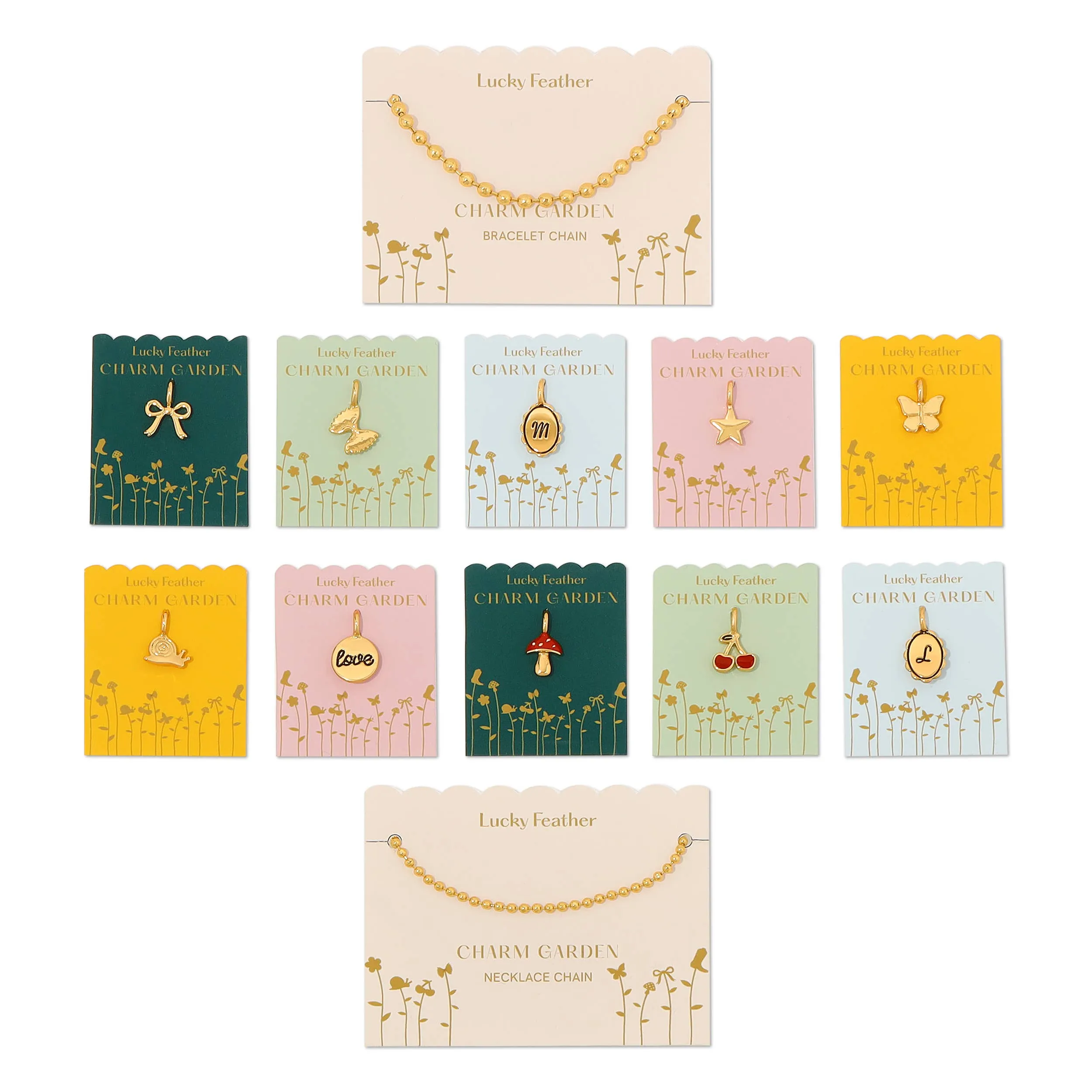 Lucky Feather - Charm Garden - Scalloped Initial Charm - Gold - D