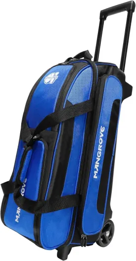Mangrove 3 Ball Bowling Bag with Wheels & Shoe Compartment, Deluxe Bowling Ball Bag 3 Ball Roller, Rolling Triple-Ball Bag w/Accessory Pocket & Retractable Handle Extends to 40''
