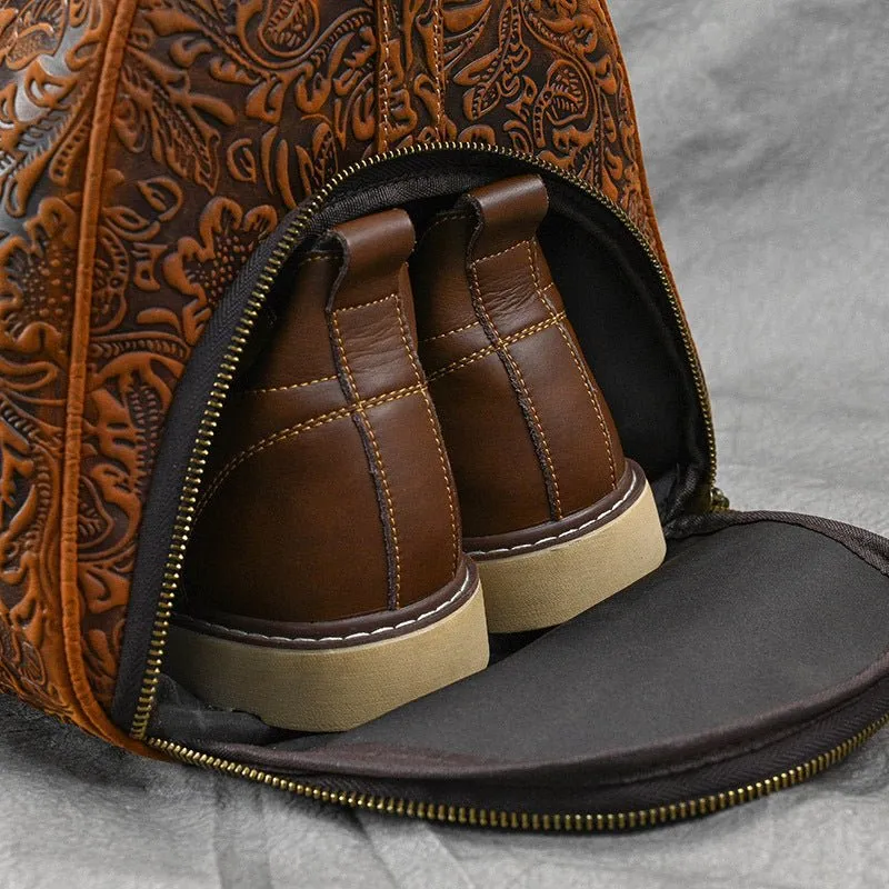 Men's Leather Vintage Duffle Weekend Bag