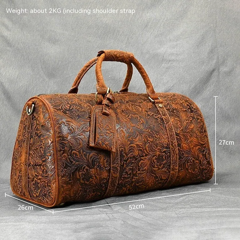 Men's Leather Vintage Duffle Weekend Bag