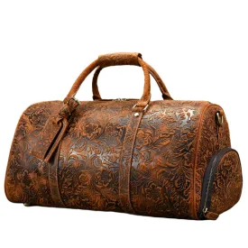 Men's Leather Vintage Duffle Weekend Bag