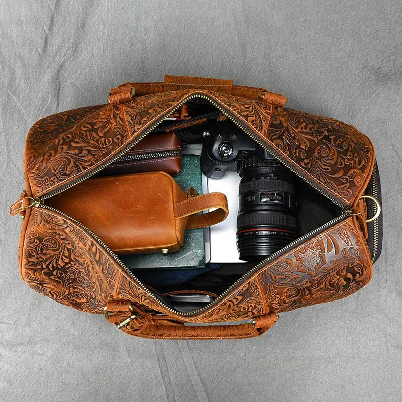Men's Leather Vintage Duffle Weekend Bag