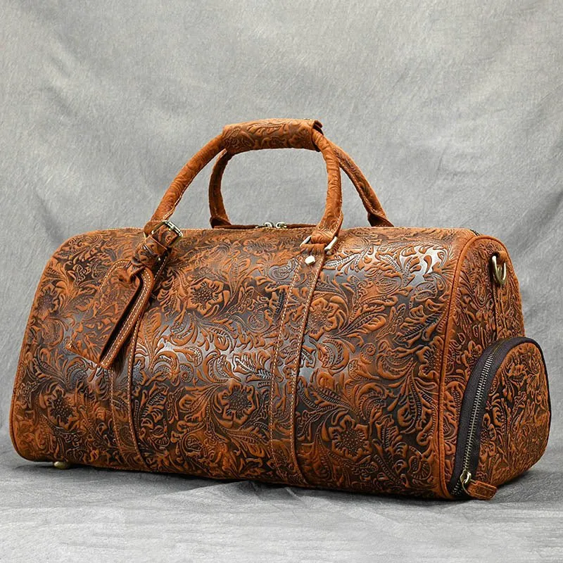 Men's Leather Vintage Duffle Weekend Bag