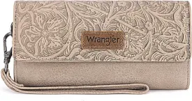 Montana West X Wrangler Western Wallets for Women Trifold Wristlet Wallets Large Capacity Women Clutch Wallet with Coin Purse