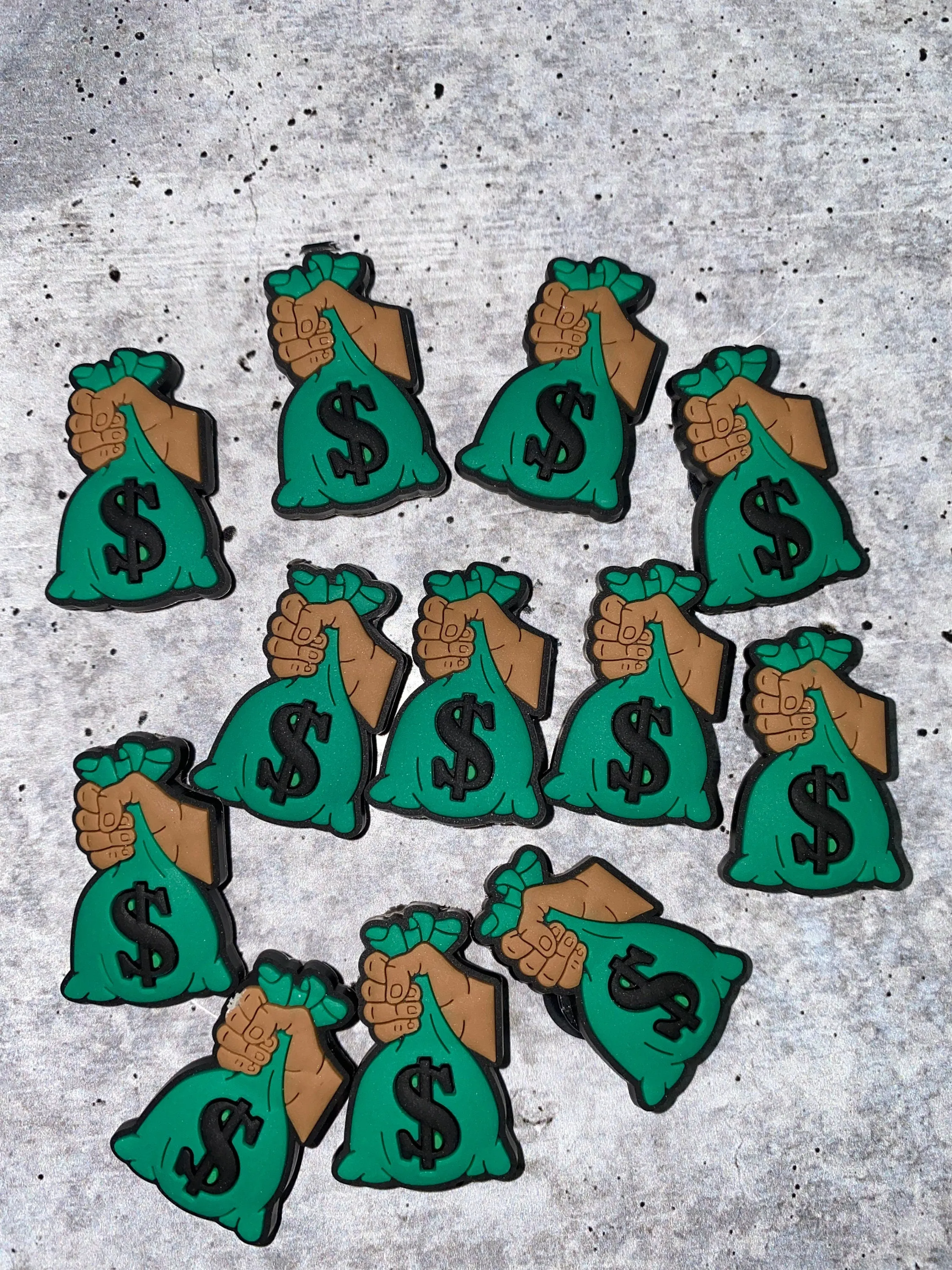 New, "Money Bag"  Charm for Crocs; 1Pc., Symbolic Statement Charms for Clogs;  Cute Charm for Shoes and Silicone Bracelets