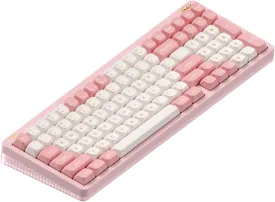nuphy Halo96 V2 Wireless Keyboard,Gasket Structure,96% Hot Swappable Gaming Keyboard, 99 Kyes RGB Backlit Mechanical Keyboard, Support QMK/VIA,Bluetooth/USB-C/2.4GHz-Pink,Silent Red Clear-Top (45gf)