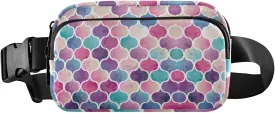 Oyihfvs Seamless Watercolor Mermaid Blue Gold Pink Fish Tail Scales Adjustable Fanny Waist Pack Pouch, Waterproof Runners Sports Waist Pack Wallet for Sports Hiking Fitness Cycling Gym Women Men