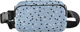 Oyihfvs Seamless White Black Polka Dots on Blue Adjustable Fanny Waist Pack Pouch, Waterproof Runners Sports Waist Pack Wallet for Sports Hiking Fitness Cycling Gym Women Men