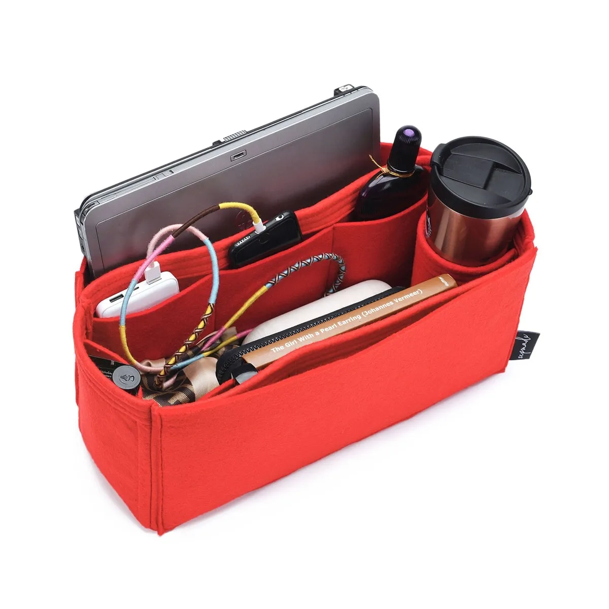 Purse Organizer Insert for Balenciaga Classic City Medium, Bag Organizer with Laptop Compartment and Single Bottle Holder