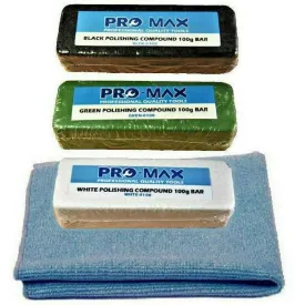 Steel & Stainless Steel Metal Polishing Buffing Compound 100g 3pc Kit - Pro-Max
