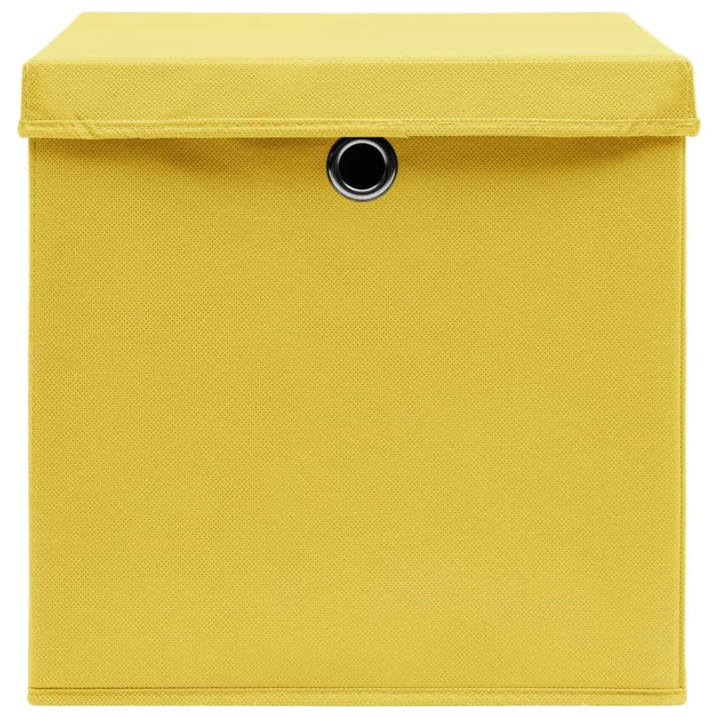 Storage Boxes with Covers 4 pcs 28x28x28 cm Yellow