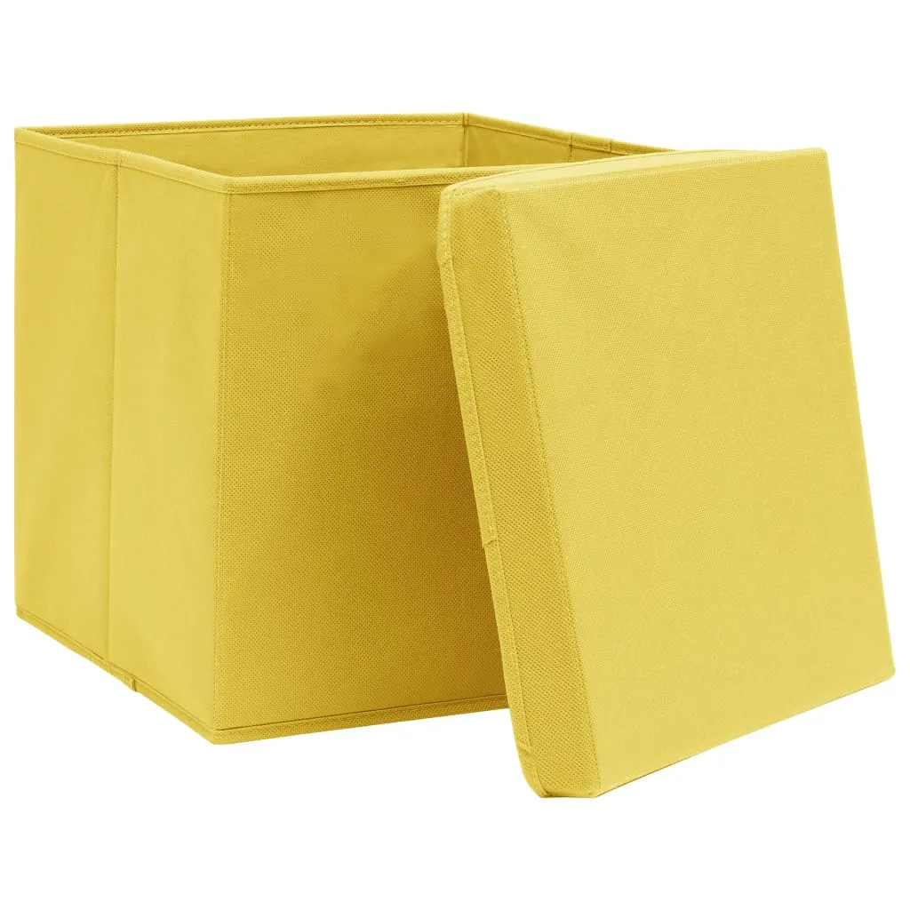 Storage Boxes with Covers 4 pcs 28x28x28 cm Yellow
