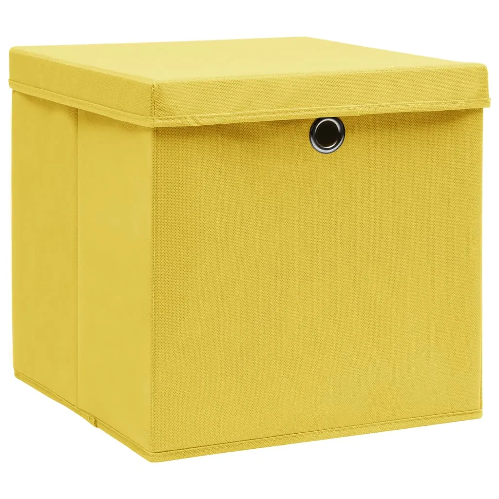 Storage Boxes with Covers 4 pcs 28x28x28 cm Yellow