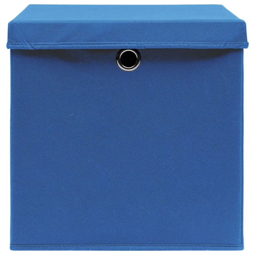 vidaXL Storage Boxes with Covers 10 pcs 28x28x28 cm Blue