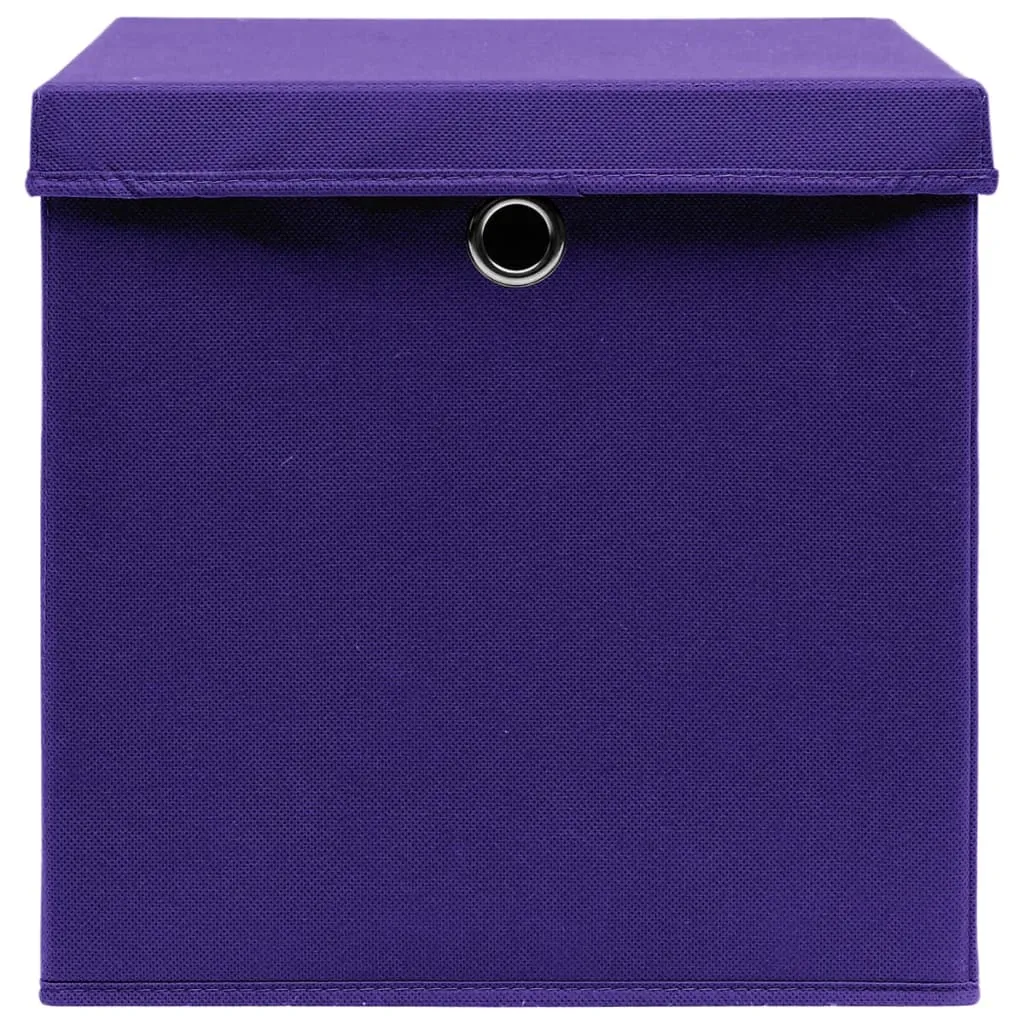 vidaXL Storage Boxes with Covers 10 pcs 28x28x28 cm Purple