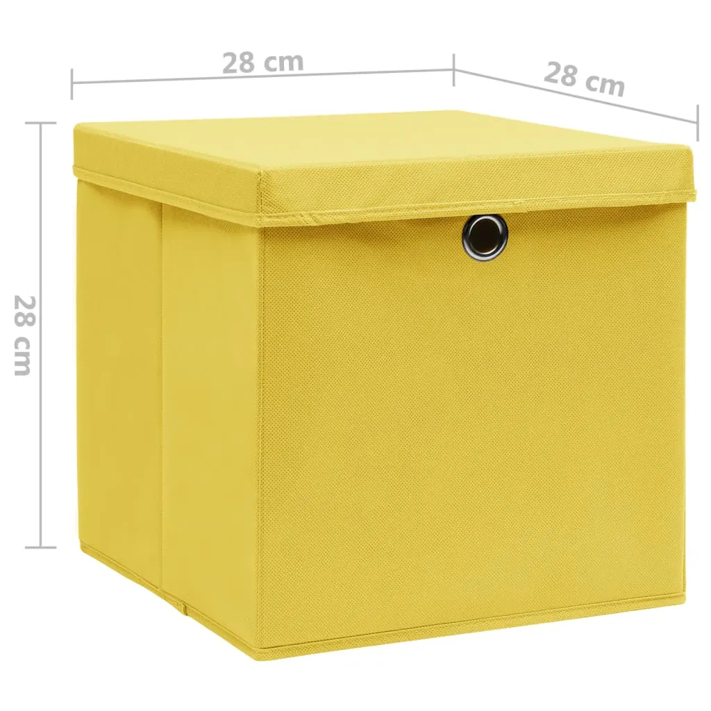 vidaXL Storage Boxes with Covers 4 pcs 28x28x28 cm Yellow
