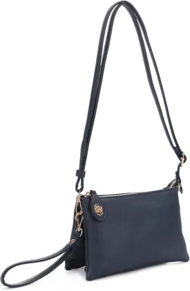 Women's Turn Lock Closure Wristlet Clutch and Crossbody, Multiple Compartment